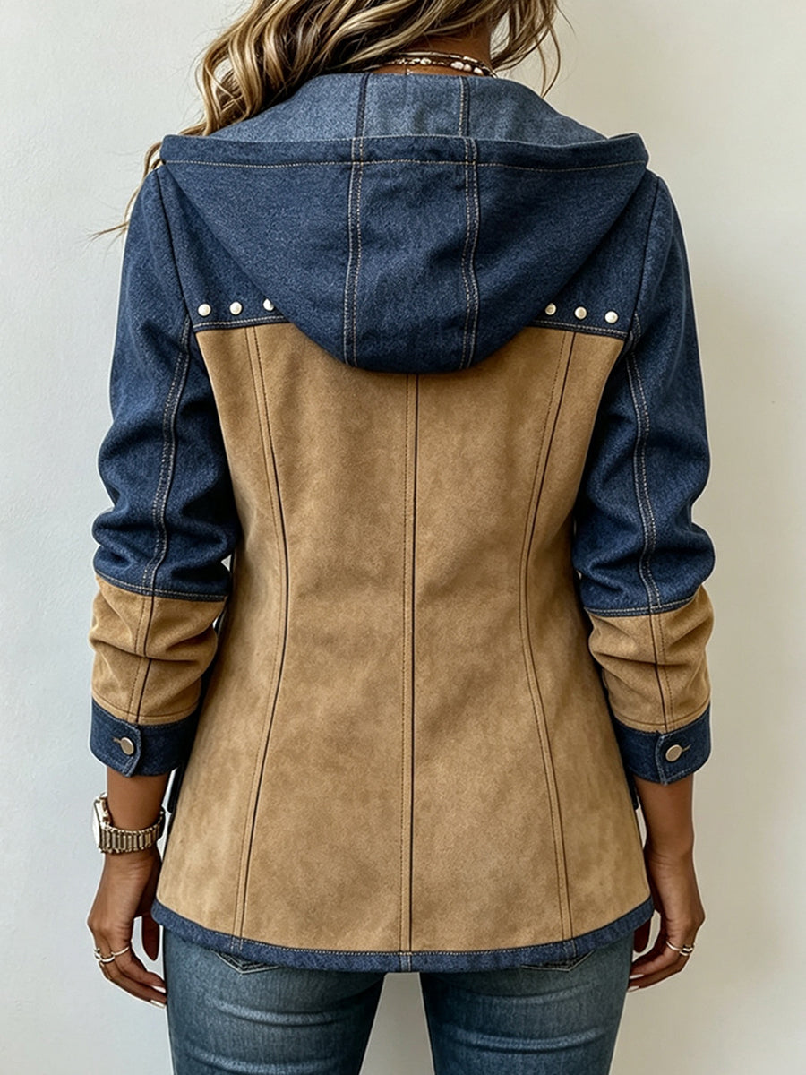 Dolores | Chaqueta con Capucha en Marino y Camel