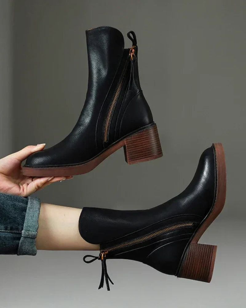 Gala - botas de cuero negras, elegantes y cómodas
