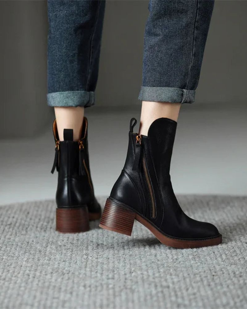 Gala - botas de cuero negras, elegantes y cómodas