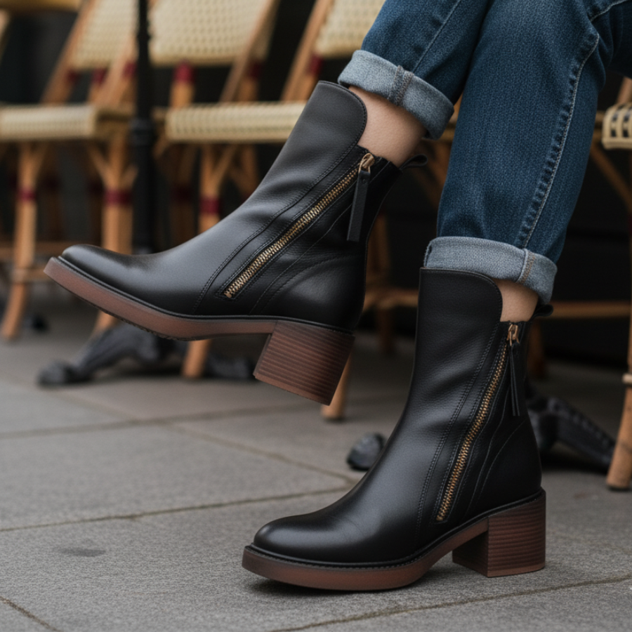 Gala - botas de cuero negras, elegantes y cómodas