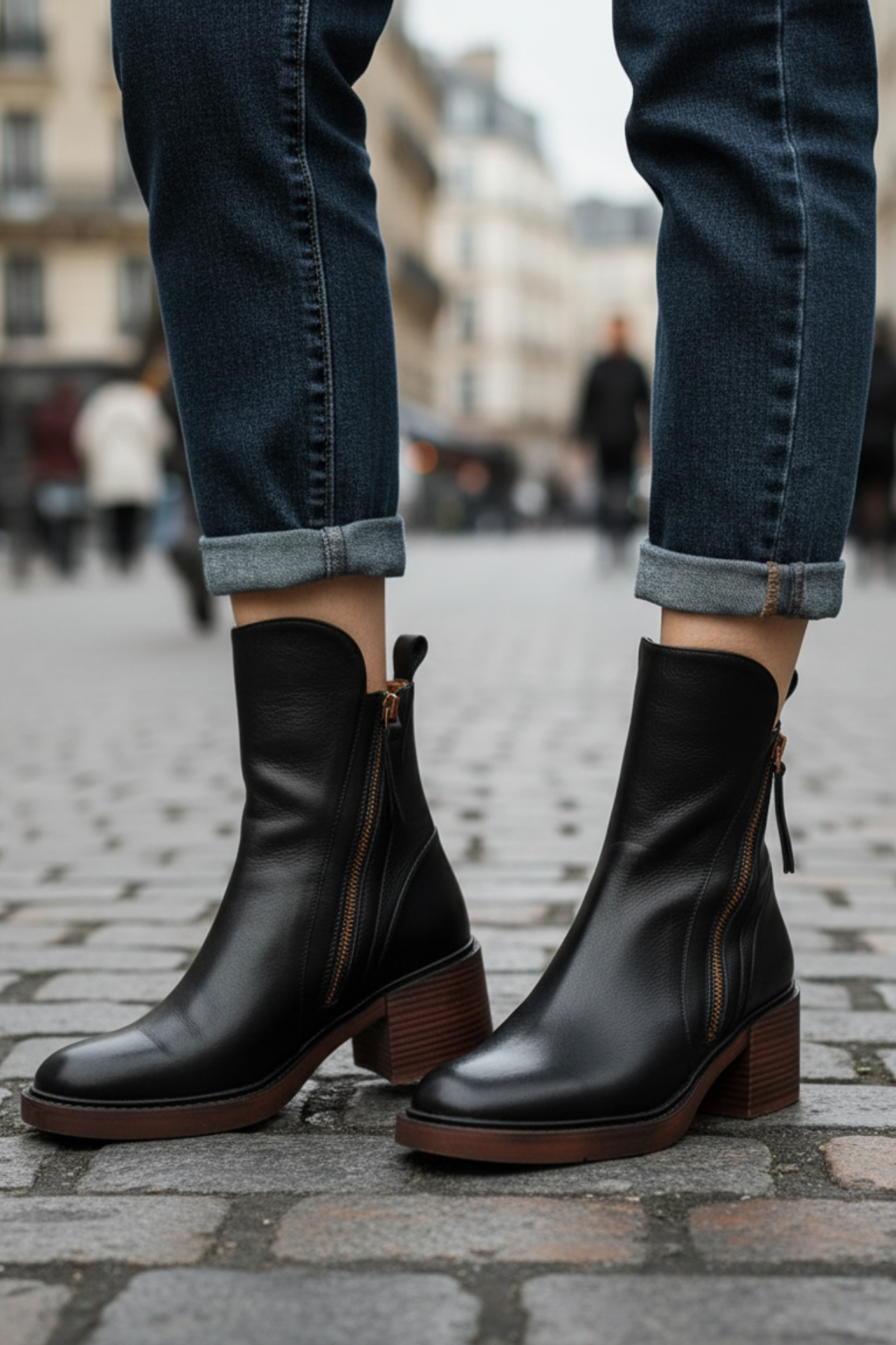 Gala - botas de cuero negras, elegantes y cómodas
