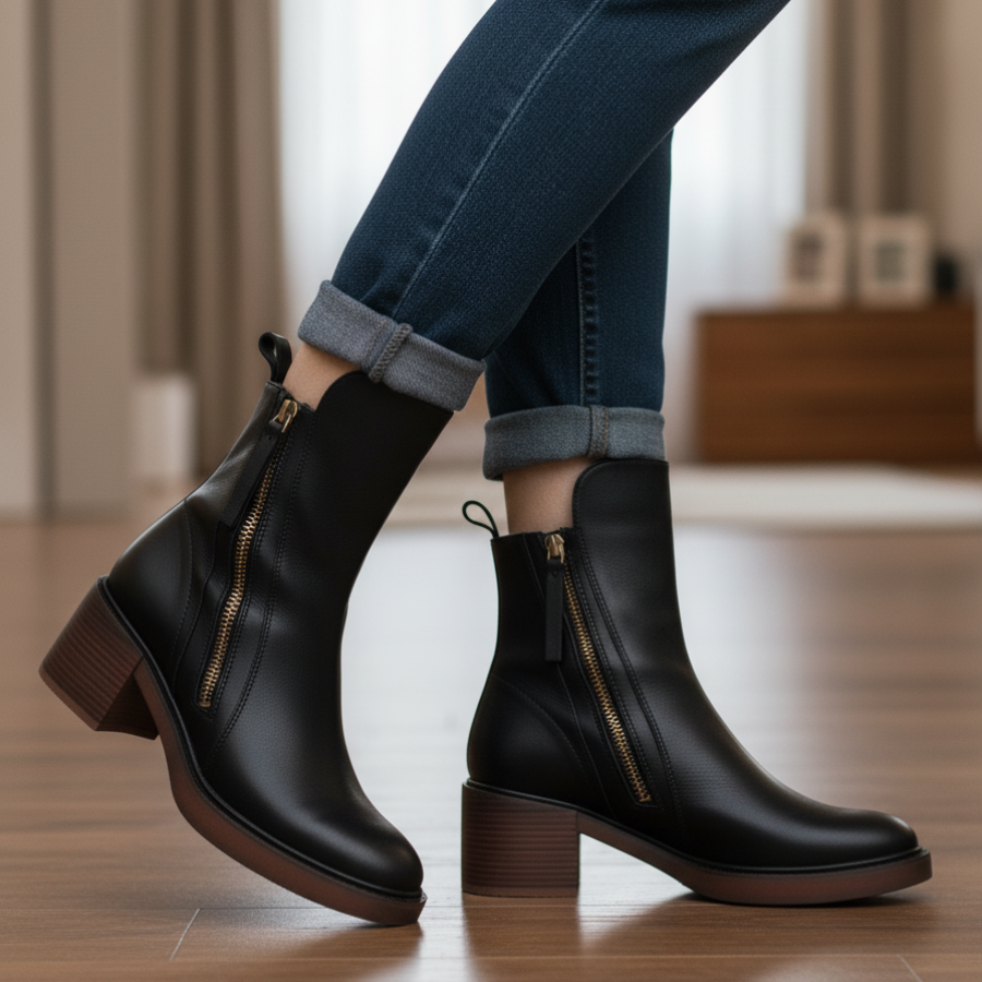 Gala - botas de cuero negras, elegantes y cómodas