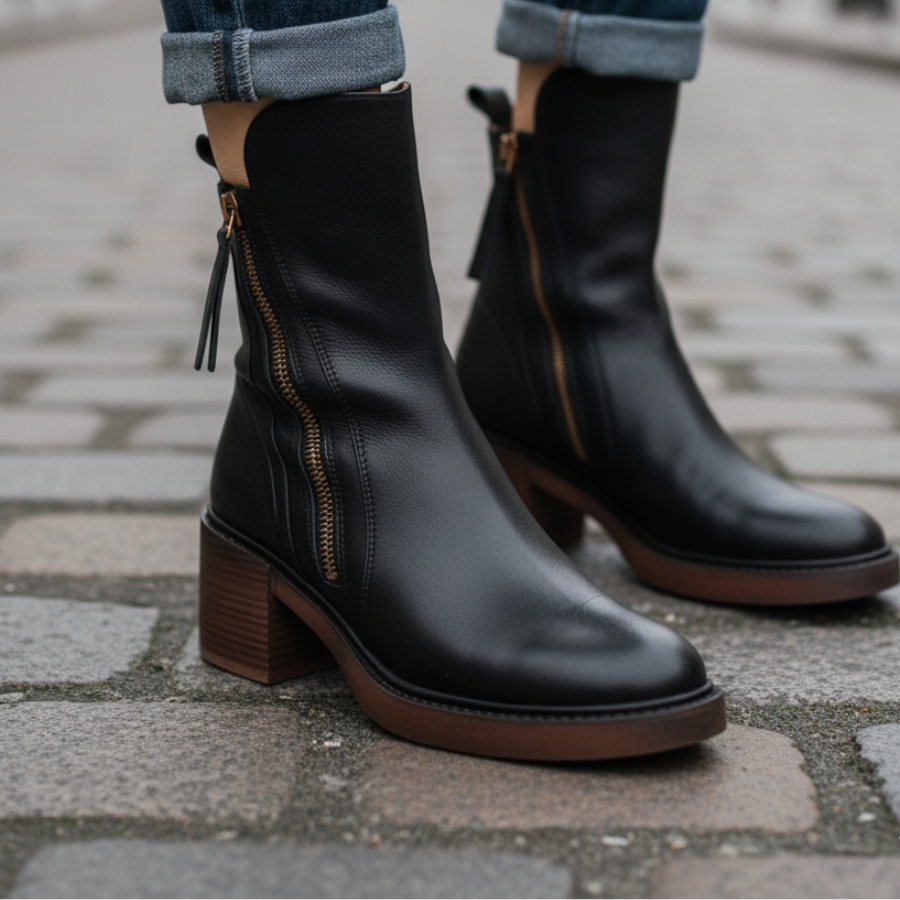 Gala - botas de cuero negras, elegantes y cómodas