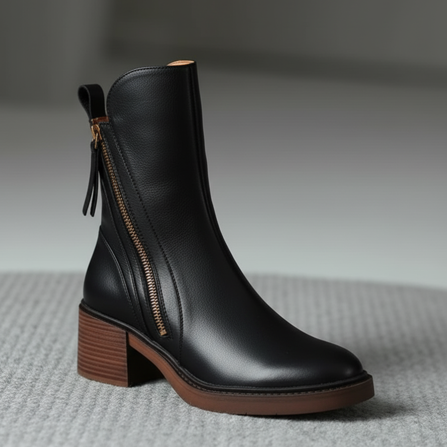 Gala - botas de cuero negras, elegantes y cómodas