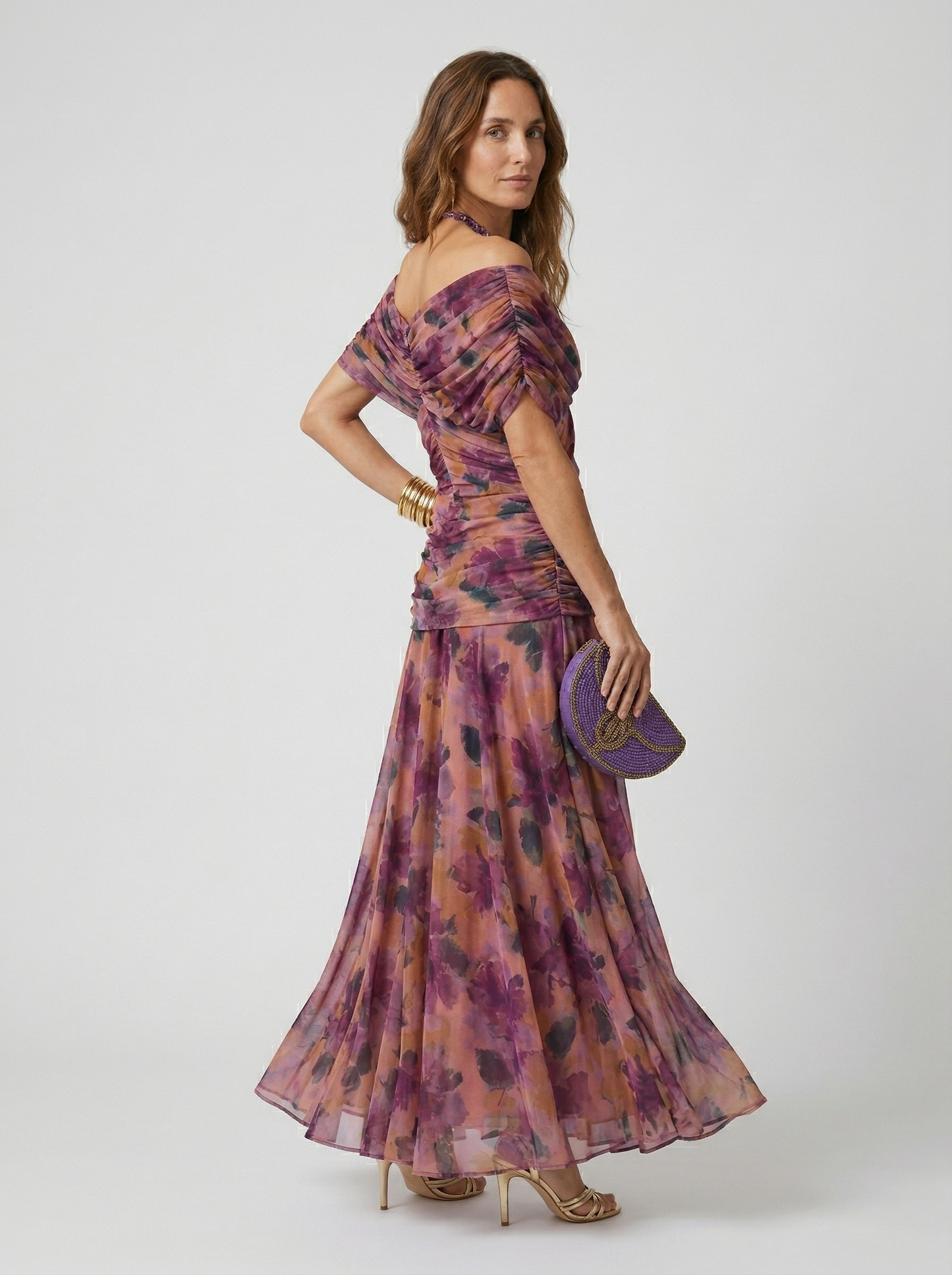 Vestido largo con escote en v