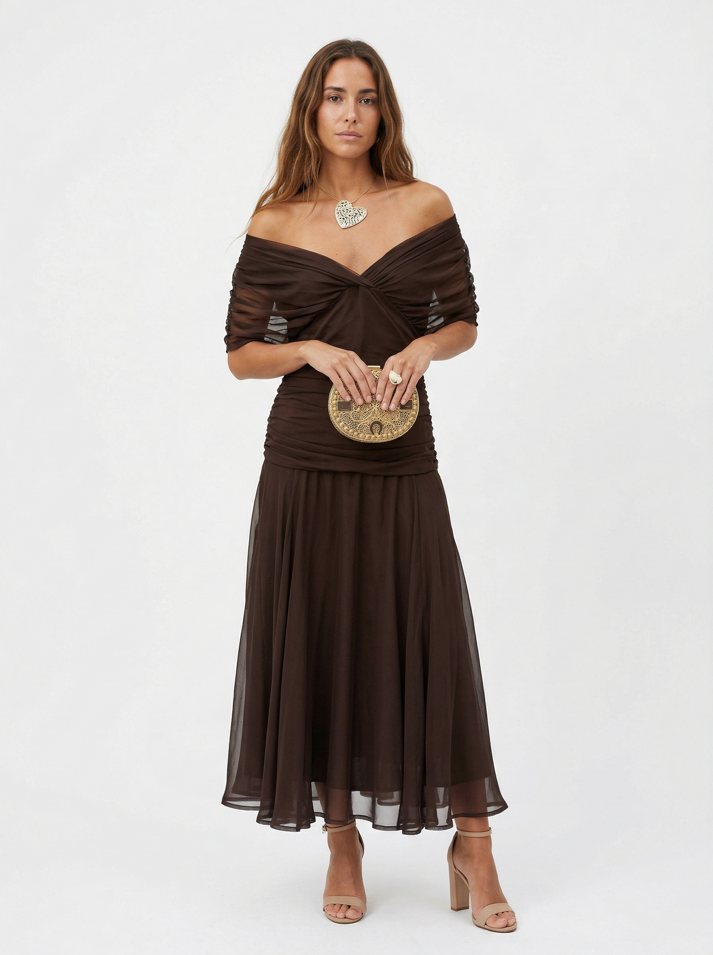 Vestido largo con escote en v
