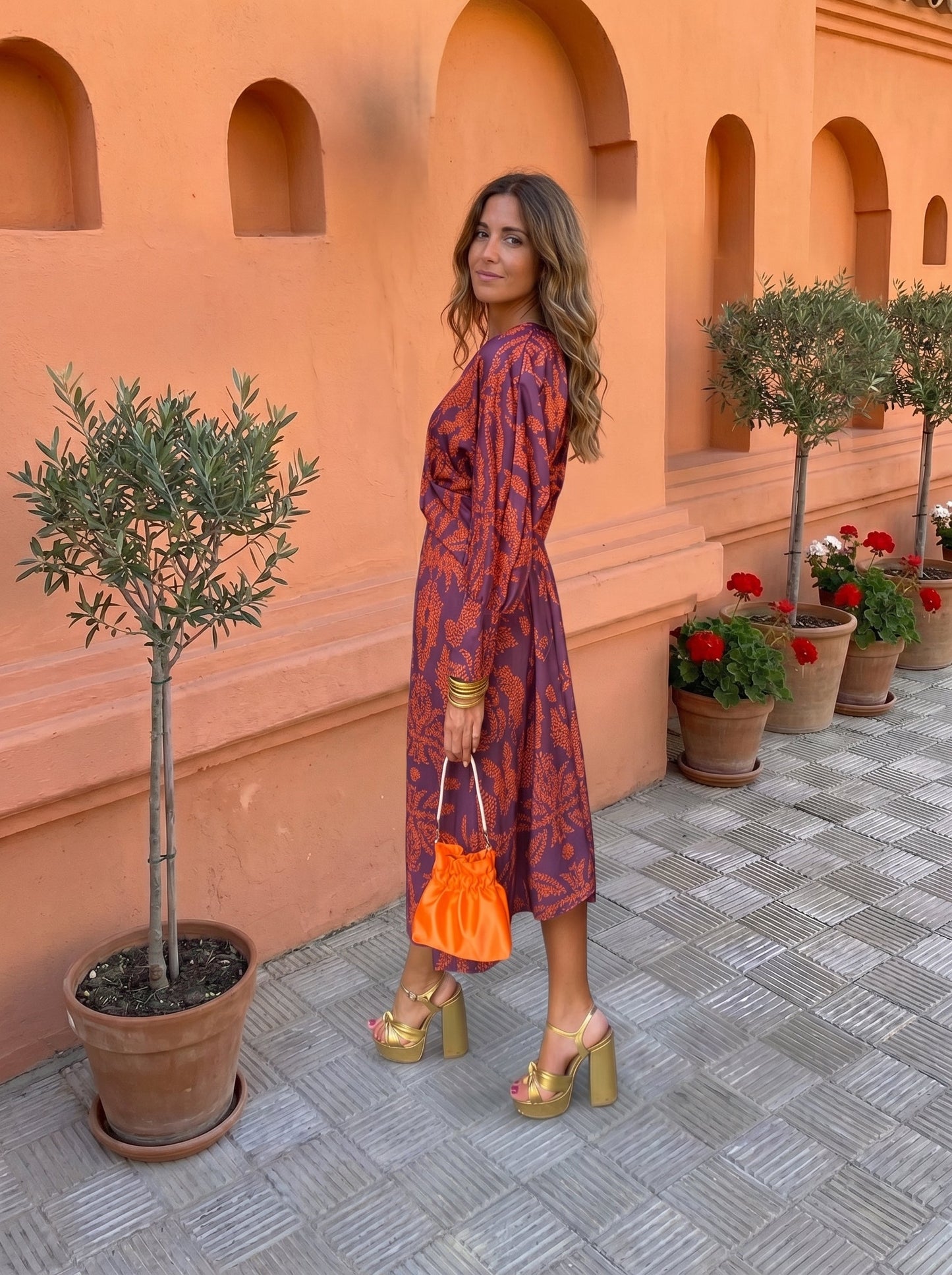 Vestido midi con estampado