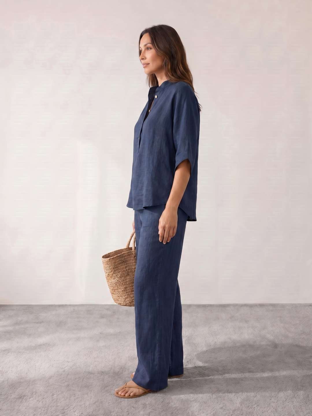 GLORIA | Conjunto de lino con mangas murciélago y pantalón ancho