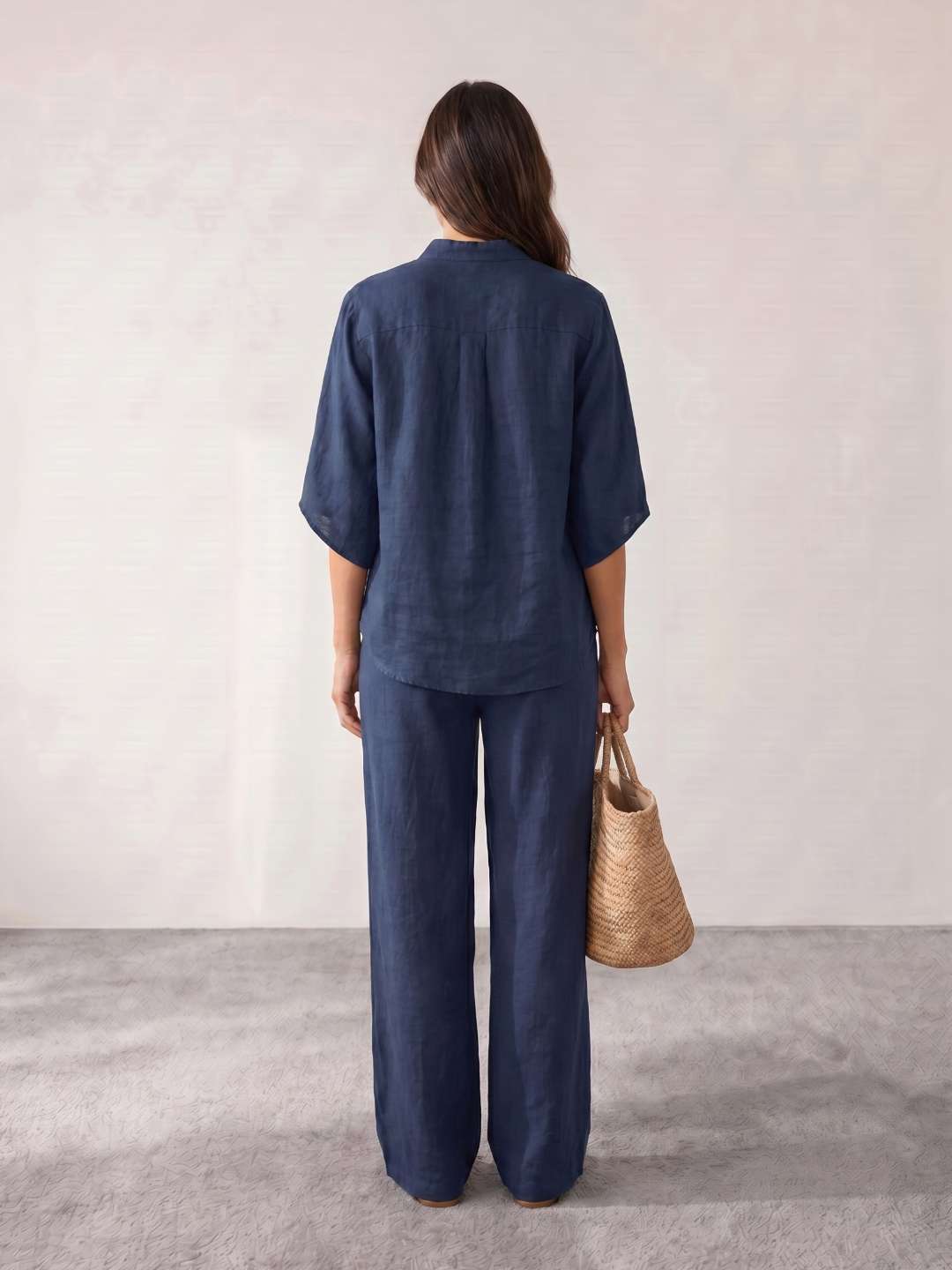 GLORIA | Conjunto de lino con mangas murciélago y pantalón ancho
