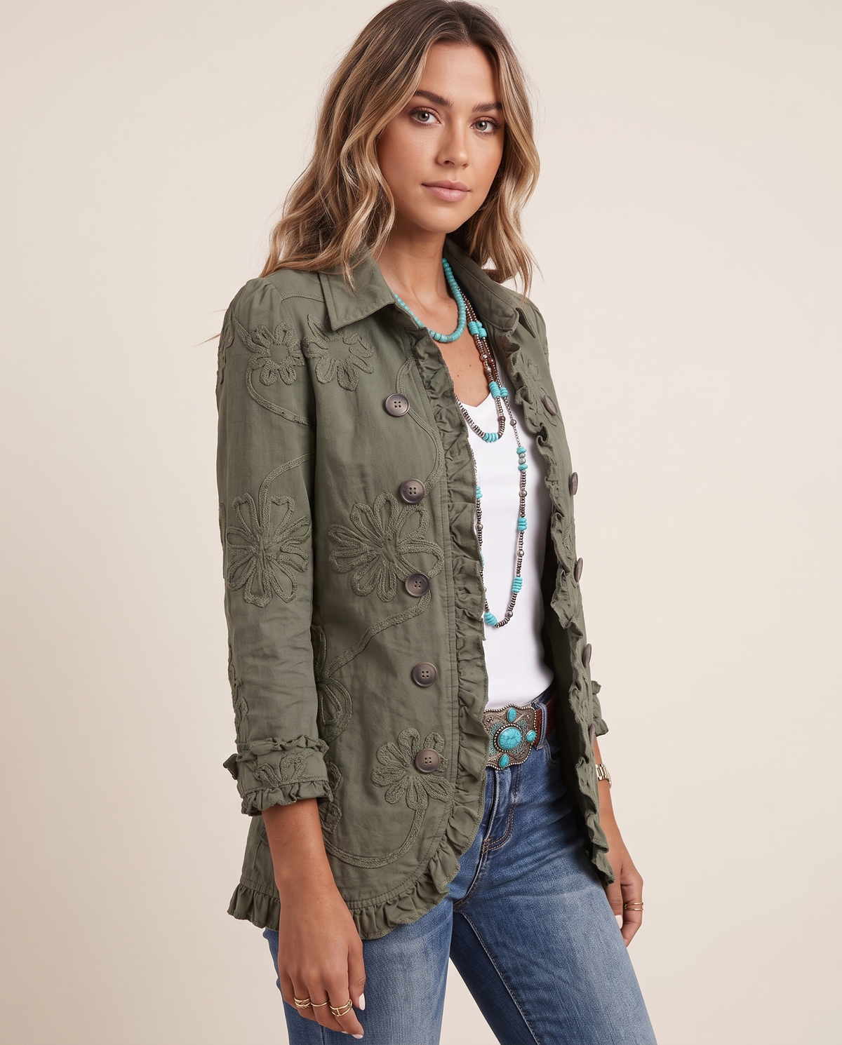 Ascensión | Chaqueta Bordada con Volantes