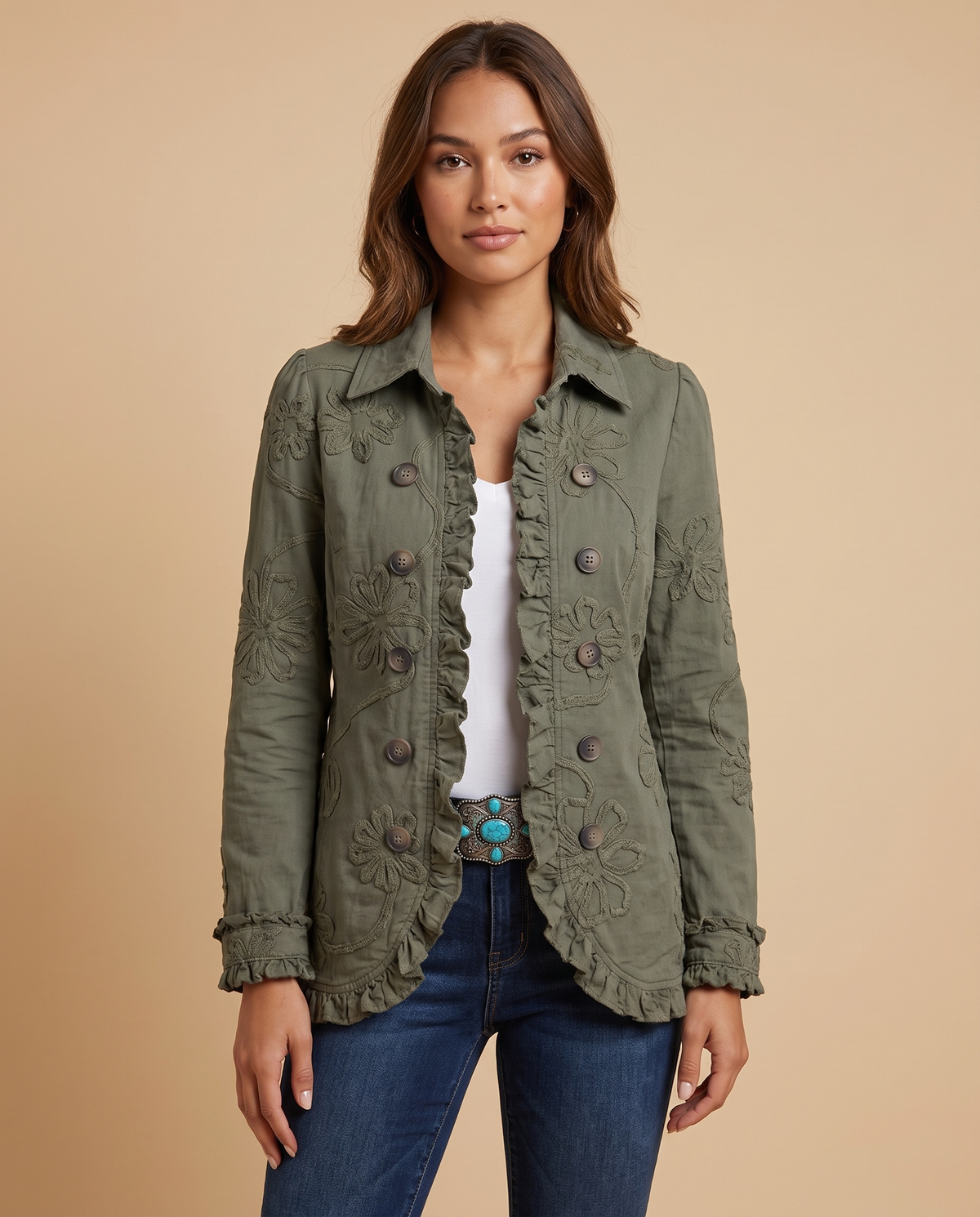 Ascensión | Chaqueta Bordada con Volantes